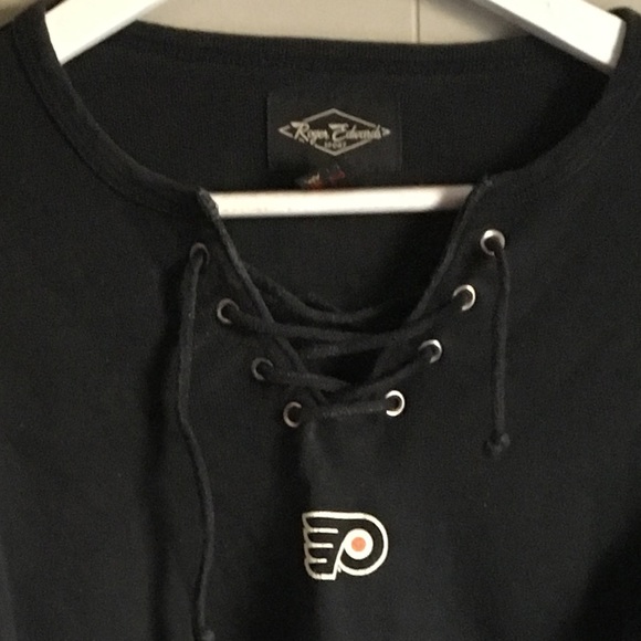 PHILADELPHIA FLYERS NHL Lace Up Ribbed Tiny Fit Top XL - Picture 3 of 4